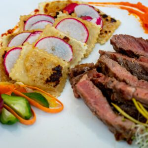 Entrecôte Grelhado e Pansotti Ricota de Búfala e Castanhas