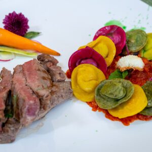 Fraldinha Assada com Capelletti Tricolor