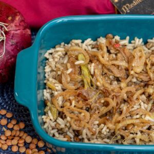MIJADRA (ARROZ COM LENTILHA E CEBOLA CARAMELIZADA)