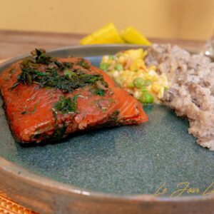 Gravilax de Salmão com Risoto de Cogumelos