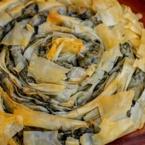 Spanakopitas em Massa Filo de Espinafre, Queijo Feta de Ovelha